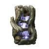 Fountain - Tree Stump Multi-Level Waterfall with LED lights, 14.5 Inch H