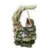Fountain - Stones & Tree Branch with pouring bucket with LED lights, 31 Inch H