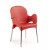 Atena Stackable ArmChair with Aluminum legs -Red (Set of 4)