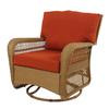 Charlottetown Natural Swivel Rocker with Quarry Red Cushions