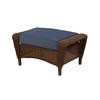 Spring Haven Ottoman Brown with Blue Cushions