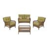 Charlottetown Brown 4pc Set with Green Cushions