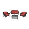 Lake Adela Alum.Woven 4pc Deep Seating Set - Red Cushions