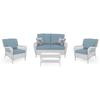 Charlottetown White 4pc Set with Blue Cushions
