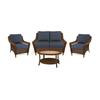 Spring Haven 4pc Set Brown with Blue Cushions