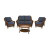 Spring Haven 4pc Set Brown with Blue Cushions
