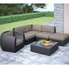 Seattle Curved 6 Pc Sectional With Chaise Lounge And Chair Patio Set