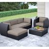 Seattle Curved 6 Pc Sofa With Chaise Lounge And Chair Patio Set