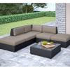Seattle Curved 6 Pc Chaise Lounge Sectional Patio Set