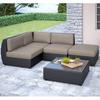 Seattle Curved 5 Pc Sectional With Chaise Lounge Patio Set