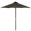 Black Ribbon Stripe 9 Feet Wood Mkt Single Pulley Umbrella