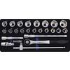 1/2 Inch Socket and Driver Set - 24 Pieces Metric