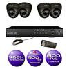 4 CH 960H DVR Surveillance System with 500GB HD, (4) 800TVL IR Turret Dome Cameras
