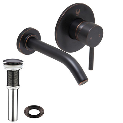 Antique Rubbed Bronze Olus Single Lever Wall Mount Faucet with Pop up