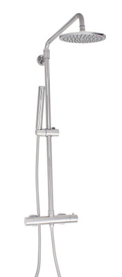 Thermostatic Shower Valve with Rain Shower Head and Hand Shower On Sliding Rail - Chrome