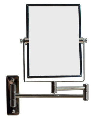 5 In. W x 13 In. H Rectangle Chrome Wall Mount Magnifying Makeup Mirror With Dual 1x/5x Zoom