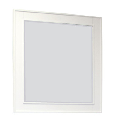 32 In. W x 34 In. H Transitional Birch Wood-Veneer Wood Mirror In White Finish