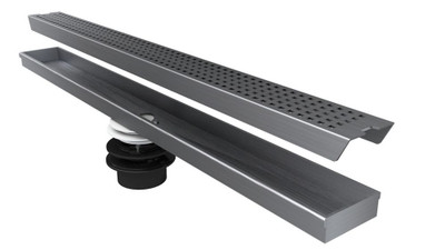 Geotop Linear Shower Drain 48 Inch Length in a Brushed Satin Stainless Steel Finish
