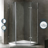 Clear and Chrome Frameless Neo-Angle Shower Enclosure with Low-Profile Base 40 inch by 40 inch
