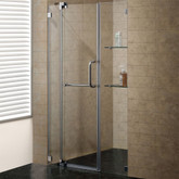 Clear and Brushed Nickel Frameless Shower Door 48 Inch 3/8 Inch glass