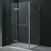 Clear and Brushed Nickel Frameless Shower Enclosure 32 Inch by 40 Inch 3/8 Inch glass