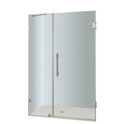 Nautis 39 In. x 72 In. Completely Frameless Hinged Shower Door in Chrome