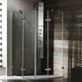 Clear and Chrome Frameless Neo-Angle Shower Enclosure 40 inch by 40 inch 3/8 inch glass