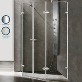 Clear and Brushed Nickel Frameless Neo-Angle Shower Enclosure with 45 5/8 inch by 45 5/8 inch