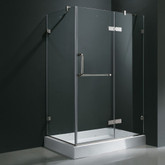 Clear and Chrome Frameless Shower Enclosure with Right Base 32 inch by 48 inch 3/8 inch glass