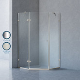 Clear and Brushed Nickel Frameless Neo-Angle Shower Enclosure 40 inch by 40 inch 3/8 inch glass
