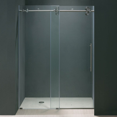 Clear and Stainless Steel Frameless Shower Door 48 Inch 3/8 Inch glass