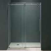 Clear and Stainless Steel Frameless Shower Door 56 Inch 3/8 Inch glass