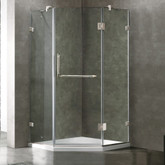 Clear and Chrome Frameless Neo-Angle Shower Enclosure with Low-Profile Base 36 inch by 36 inch
