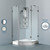 Clear and Chrome Frameless Neo-Angle Shower Enclosure with White Base 42 inch by 42 inch