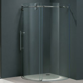 Clear and Chrome Frameless Round Shower Enclosure Left-Sided Door 40 inch by 40 inch 5/16 inch glass