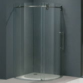Clear and Stainless Steel Frameless Round Shower Enclosure Right-Sided Door 36 inch by 36 inch