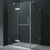 Clear and Chrome Frameless Shower Enclosure 32 Inch by 40 Inch 3/8 Inch glass