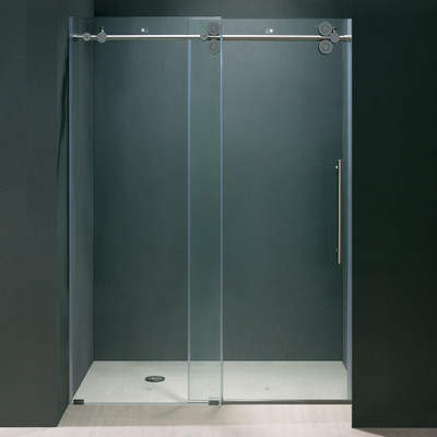 Clear and Chrome Frameless Shower Door 64 Inch 3/8 Inch glass