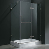 Clear and Brushed Nickel Frameless Shower Enclosure with Right Base 36 inch by 48 inch