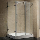 Clear and Chrome Frameless Shower Enclosure with Right Base 36 inch by 48 inch 3/8 inch glass