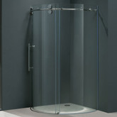 Clear and Chrome Frameless Round Shower Enclosure Left-Sided Door 36 inch by 36 inch 5/16 inch