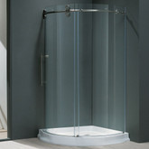 Clear and Stainless Frameless Round Shower Enclosure Left-Sided Door with Base 40 inch by 40 inch