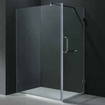 Clear and Brushed Nickel Frameless Shower Enclosure 36 inch by 48 inch 3/8 inch glass