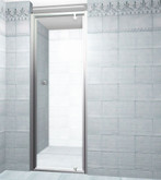 26 Inch Pivot Shower Door - White Finish With Obscure Glass