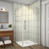 Avalux GS 36 Inch X 30 Inch X 72 Inch Completely Frameless Shower Enclosure With Glass Shelves In Stainless