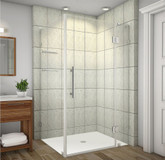 Avalux GS 42 Inch X 34 Inch X 72 Inch Completely Frameless Shower Enclosure With Glass Shelves In Chrome
