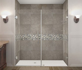 Aston Nautis GS 76 Inch X 72 Inch Completely Frameless Hinged Shower Door With Glass Shelves In Stainless