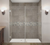 Aston Nautis GS 69 Inch X 72 Inch Completely Frameless Hinged Shower Door With Glass Shelves In Stainless