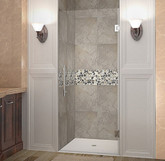 Cascadia 31 Inch X 72 Inch Completely Frameless Hinged Shower Door In Stainless Steel