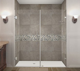 Aston Nautis GS 72 Inch X 72 Inch Completely Frameless Hinged Shower Door With Glass Shelves In Stainless